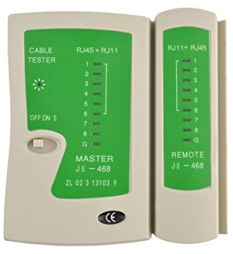 ISO TRADE DÉTECTEUR TESTEUR DE CÂBLES RJ45 RJ11 • Alimentation : Pile 9V • 10,5 x 10,3 x 3 cm • pour Tester Les câbles du Type UTP,FTP,STP et Ligne téléphonique RJ45, RJ11 • #423