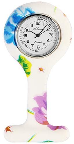 Adrina Unisex – Uhr Krankenschwesteruhr Silikon Ansteckuhr Analog Quarz 410000X