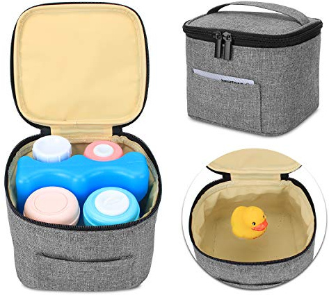 Luxja Bolsa térmica para 4 biberones de Leche Materna (150 ml), a Prueba de Fugas (biberones de 120 a 150 ml), Color Gris