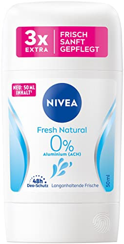 NIVEA Fresh Natural Deo Stick (50 ml), deodorante con formula rinfrescante e protezione 48 ore, deodorante senza alluminio (ACH) per pelli sensibili con estratto di avocado e formula delicata