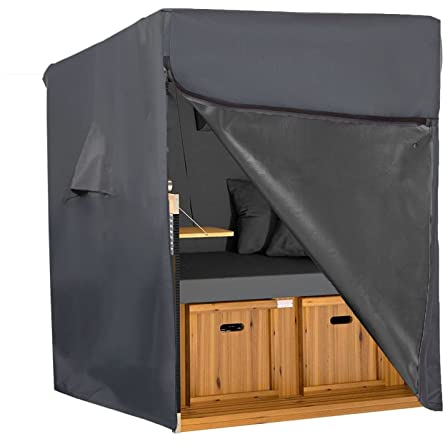 Climecare Telo protettivo per poltrona da spiaggia, Copertura per mobili da giardinoresistente all'inverno, con rivestimento in PVC resistente, impermeabile, grigio， 128 x 105 x 165/140 cm