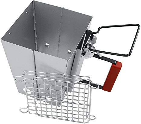 GFTIME 7417 Camino a Carbonella Pieghevole Grande per Weber, Accendifuoco a Carbonella con Manico, Set Griglia da Campeggio, Campeggio Griglia Barbecue Esterno per Giardino Campeggio Picnic e Festival