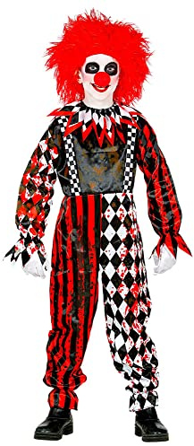 W WIDMANN MILANO Party Fashion Halloween Kostym Killerclown för barn – svart röd | blodig skräck kostym 158