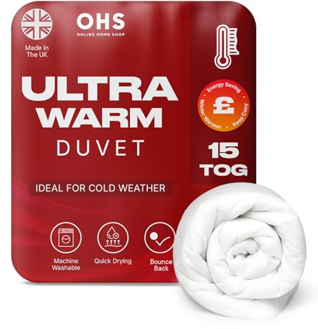 Brentfords King Size Duvet 15 Tog, Duvet King Size Winter Anti Allergy Home Soft Comfort Bedding Hotel Quality Quilt Breathable Warm Heavy Duvet Non Allergenic Fibre - White