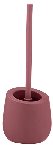 WENKO Set de accesorios para inodoro Badi, cerámica de calidad, superficie mate, incluye escobilla de WC con cabezal de silicona de Ø 7,5 cm efecto antiadherente, Ø 13,5 x 38 cm, rosa envejecido