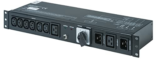 BPC Energy PDU with Maintenance Bypass Switch Rackmount IEC Type rated at 16A - suitable for 1-3kVA UPS, Black