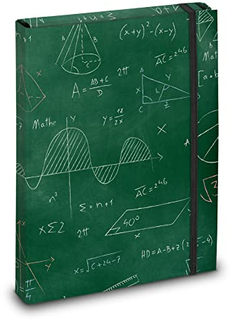 itenga Heftbox mit Motiv DIN A4 - Schulheftbox Sammelbox mit Gummizug- für Kinder Jugendliche Schüler Mädchen (Motiv Formeln)