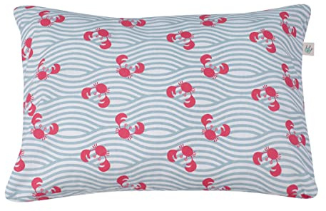 JYOKO Barnkudde för småbarn, kudde med tvättbart överdrag, överdrag av 100 % bomull, 32 x 20 cm (Crabby, liten)