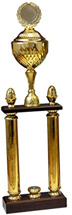eberin · Säulen Pokal Serie Dakota, Gold, mit Wunschtext, individuellem Motiv-Emblem, wählbar in 3 Größen, oder als 3er-Serie
