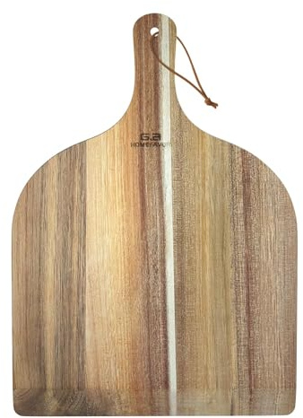 Pizzateller Schneidbrett, Pizzaschieber aus Holz, Pizzabrett aus Akazienholz, Schneidbrett Pizzabrett 30 cm mit langem Griff für hausgemachte Pizza