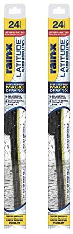 Rain-X 810205 Latitude 2-In-1 Water Repellent Wiper Blades, 24 Inch Windshield Wipers (Pack Of 2), Automotive Replacement Windshield Wiper Blades With Patented Rain-X Water Repellency Formula