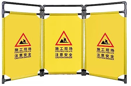 Sign 3 Panels Sicherheitsabsperrungen, 3,3 Fuß Hohe Faltbare Sicherheitsbarrikade Hohe Sichtbarkeit Gelb Heavy Duty PVC Rahmen Sicherheit Schild Vorsicht Weitverbreitete Verwendung Schilder ( Farbe :