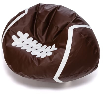 Ecopuf Rugby | Puff Sillón Saco en forma de pelota de fútbol americano de piel sintética talla XL | Puff Saco Silla Gaming | Puff Saco Saco con Relleno | Sillón Saco con Doble Cremallera | Dim 130 x