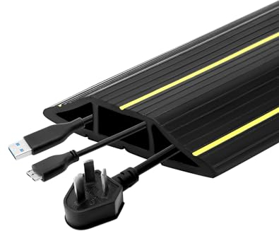 QWORK® Copricavi da pavimento, 3 m, protezione cavi, 3 canali, nasconde e protegge fili, fili e cavi