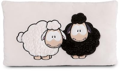 NICI Kuschelkissen Wool*y Gang Green 43 x 25cm, Weiches Plüsch, Flauschiges Kuscheltierkissen mit Schafen für Mädchen, Jungen & Babys, Rechteckiges Stofftierkissen - 49682