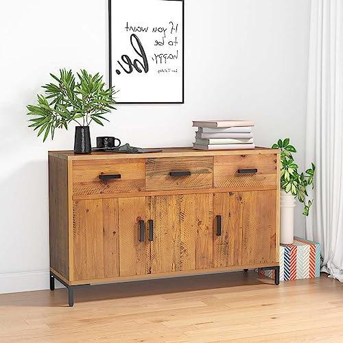 THOYTOUI Multifunktionsschränke,Aufbewahrungsschränke,Badezimmerschränke,Wohnzimmerschränke für die Küche,Industriestil,Sideboard Braun 110 x 35 x 70 cm Massivholz Kiefer