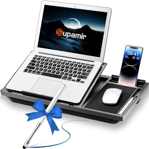 Supamir Ecognomic Laptopkissen Knietablett, Laptop Unterlage Schoß für Bett & Sofa, Value Packed mit einem Tables Stylus Pen. Für Notebooks von 13 bis 16,5 Zoll