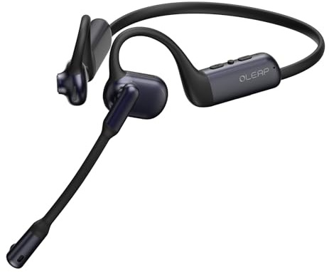 oleap P200b Pro Bluetooth Wireless Open Ear Noise cancelling Headphones, 50dB ENC Call Noise Elimination, Computer Headset with Boom Microphone and Mute Button for Work and Calls(No Dongle)