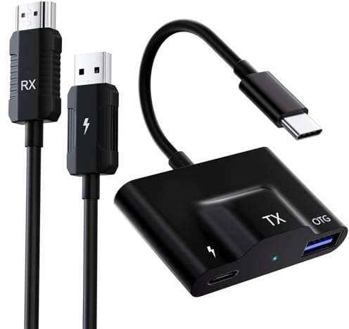 Anytrox Trasmettitore e Ricevitore USB C a HDMI Wireless, Estensore di Visualizzazione Wireless 1080P che Trasmette Video/Audio da Telefono/Pad/Notebook a TV, Proiettore, Monitor