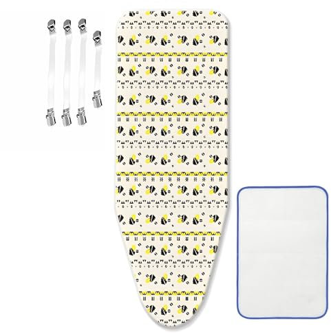 ZJBKX Bügelbrettbezug für Dampfbügelstation, geeignet für Bügelbrett von 30–45 cm x 110–125 cm, mit 4 Spannern, 1 Bügeltuch