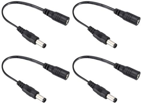 PATIKIL Câble d'Alimentation Femelle DC 3,5x1,35mm pour Lampes Légères Noir | vers Mâle DC 5,5x2,5mm de 0,6 Pieds, 4 Adaptateurs de Fil Connecteur de Cordon de Charge, Ventilateurs