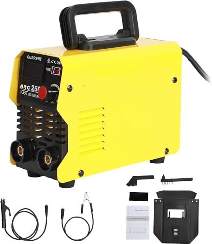 ARC Welder,220V Household Inverter Mini Stick Welder,30-250A MMA Adjustable Current Dual Voltage Digital Display Electric Welding Machine with LCD Display,Inverter Stick Welding Machine Set (yellow)