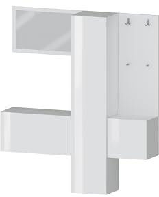 möbelando Kompaktgarderobe >Anzio< in Weiß Hochglanz - 170x191x35cm (BxHxT)