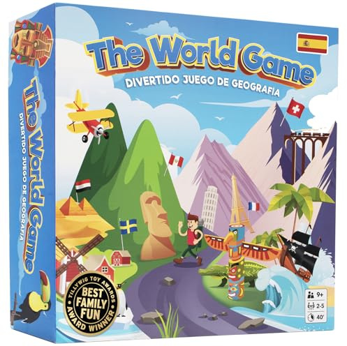 The World Game - Juego de Mesa de Geografía - Juegos de Mesa Niños 8 años - Juegos Educativos 7+ Años - Cartas Banderas del Mundo - Regalo Niños 8-12 Años - En Español