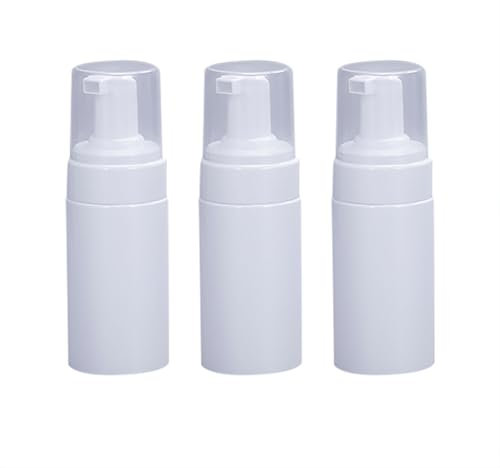 Lot de 3 flacons à pompe en plastique de 100 ml - Distributeur de savon liquide de voyage - Distributeur de savon en mousse - Rechargeables - Pour produits cosmétiques - Flacon moussant - Blanc