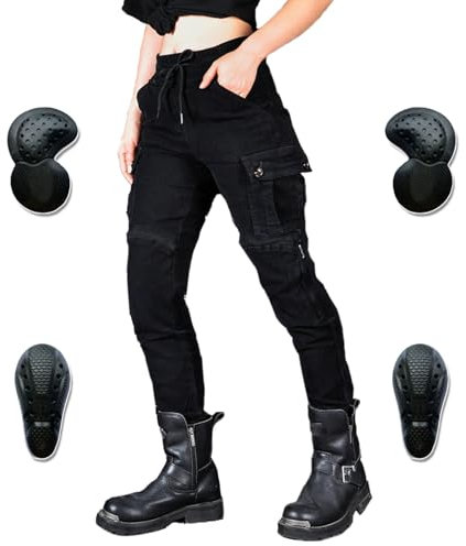 HOMDECR Pantaloni Da Moto Da Donna, Jeans Da Moto, Tessuto Aggiornato Con Protezione Per Ginocchia E Fianchi, Pantaloni Protettivi Per Jeans Da Moto Pantaloni Da Ciclismo (3XL)