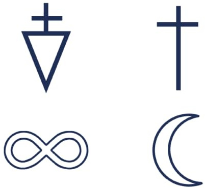 Tattwo.me – Temporäre Tattoos für Erwachsene und Kinder, hält 2 Wochen, wasserfest – 4 Symbole zum Ausschneiden – Pflanzliche Tinte – EU-Kosmetik-Zertifikat – (P1012)