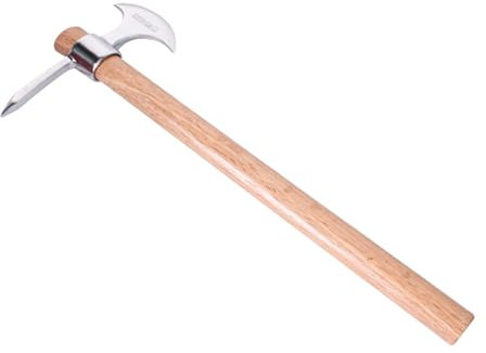 yoakaiax Gardening Pick Axes, Pickaxe Mattock Hoe with Wooden Handle, Stainless Steel Mattock with Sharp Pick and Cutting Edge for Breaking up Heavy Clay Soil, and Removal of Difficult Weeds B
