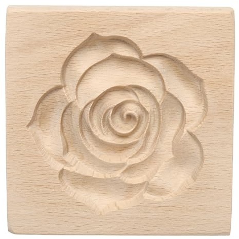 QUARKZMAN Stampo per biscotto in Legno 10cm x 10m Stampo per Biscotto in Legno Rosa Strumento per Biscotto Intagliato Timbro Pressa Biscotto
