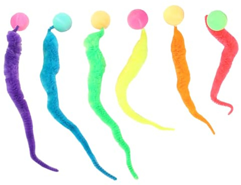 Yuannee Divertidos para Gatos,6 PCS Pelotas Interactivas para Gatos con Plumas Juguetes Rebotantes de Goma Multicolor Divertidos Juegos para Interiores Bolas Elásticas para Gatitos y Adultos