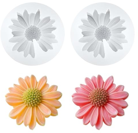 Jiyin 2 Moldes de Silicona para Velas 3d, Peonía Margarita Moldes de Silicona Moldes de Fundición de Flores Moldes para Velas Perfumadas Jabones Fabricación Diy (2 Margaritas)