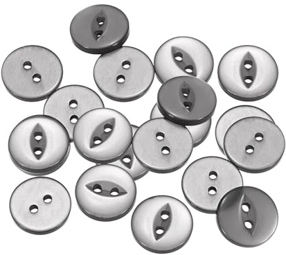 QUARKZMAN 12 Stück Knöpfe 15mm Harz Buttons zum Annähen 2 Löcher Runde Bastelknöpfe Glatt für Bekleidung Bettwäsche Hosen Hemd Blusen Kleider Rock Handwerk Selber Machen, Grau