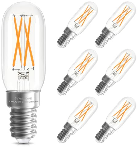 GvvooHome E12 Candelabra Bulb Dimmable, 6W, 60 watt Equivalent, Warm White 2700K, Tubular E12 LED Bulb for Chandeliers, Ceiling Fan, 90+CRI 600LM, e12 Light Bulbs, 6 Pack