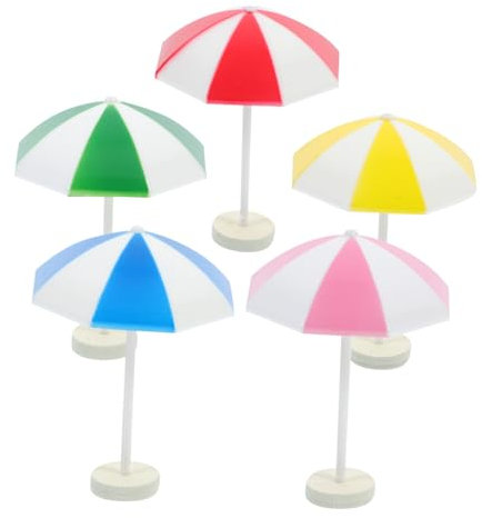 GLSTOY 5pcs Mini Beach Umbrellas Seaside Accessories Doll House Decor Miniature Umbrella Toys
