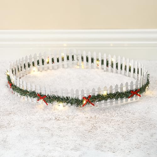 Festicy Wichtels Winterzaun I Wichteltür Zubehör mit Wichtel Zaun, Kunstschnee & LED-Lichterkette I Wichteltür Set für Dein Wichtel Haus & jede Wichtelbaustelle I Weihnachtswichtel