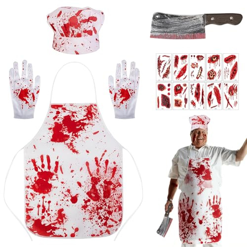 Spetsbst Metzger kostym Halloween slaktare förkläde blod kockförkläde