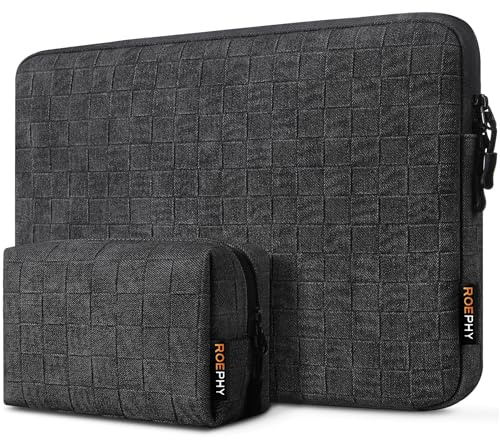 ROEPHY Laptophülle 13 Zoll wasserdichte Laptoptasche mit Zubehör Tasche Notebooktasche Laptop Sleeve für 13 Zoll MacBook Air M4/M3/M2/M1 (2025-2020), 13 Zoll MacBook Pro M2/M1, Schwarz Grau