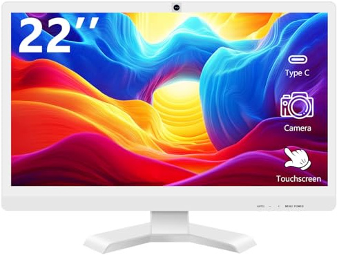 Akntzcs 22 Inch Touchscreen Monitor with Webcam @1920x1080P Full HD IPS Panel Built-in Speakers HDMI VGA Ports