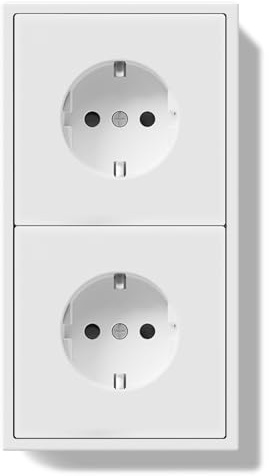 BSEEDLIFE Schuko Steckdose Unterputz EU-Standard, Doppelsteckdose Wandsteckdose mit PC Rahmen, 80 * 150mm inzelsteckdose mit Krallen, Steckdose mit Federkraftklemme Einfache Installation, 2 Fach Weiß