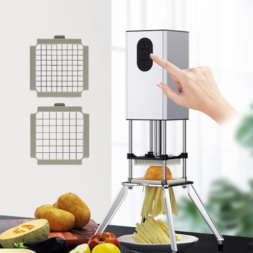 Electric French Fry Cutter, Stainless Steel Potato Slicer with 9mm & 12.5mm Blades, Ideal for Restaurant & Home Use, Efficient Vegetable Chopper, Heavy-Duty Design