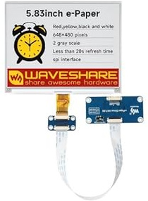 TUOPUONE 14.8 cm E-Paper Display (G) mit E-Paper Driver HAT, E-Ink Display, 648 × 480, Rot/Gelb/Schwarz/Weiß, SPI-Schnittstelle
