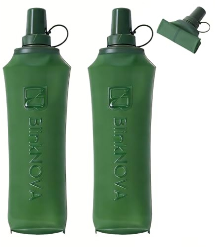 BlinkNOVA 2 Pack Soft Flask Water Bottles TPU 500ml – Foldable & Leakproof Running Water Bottle, Soft Flask with Bite Valve, Lightweight Hydration Bottle for Running, Hiking, Cycling & Travel