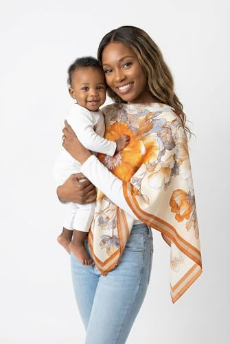 Le Veiléa 3-in-1 Silk Nursing Cover – 100% Silk Twill Breastfeeding Cover, Baby-Friendly, Converts to Poncho & Scarf – Lightweight, Breathable, Stylish Mom Essential