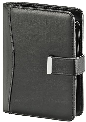Terminplaner Organizer Wochenplaner Terminkalender - 2026 - ca. A6-1 Woche = 2 Seiten -Softfolie, Classic, Schwarz - Ringbuch mit 6-Fach Lochung, nachfüllbar - Modell Kompakt - 02-0416