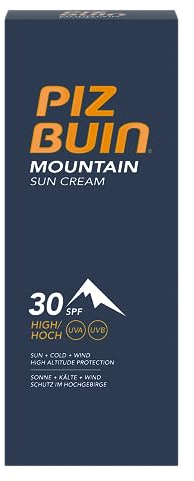 Piz Buin Mountain Sun Cream, Sonnencreme, Sonnenschutz für Wintersport oder Alpine Wanderungen, Hoher Schutz vor Sonnenbrand, Kälte und Wind, LSF 30, 50 ml