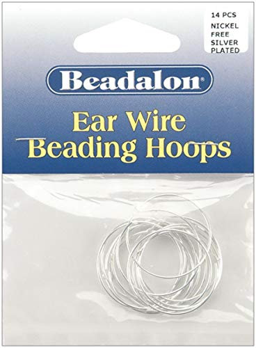 Beadalon NOM293331 örontråd pärlringar medium 25 mm, 14 per förpackning, silverpläterad/nickelfri